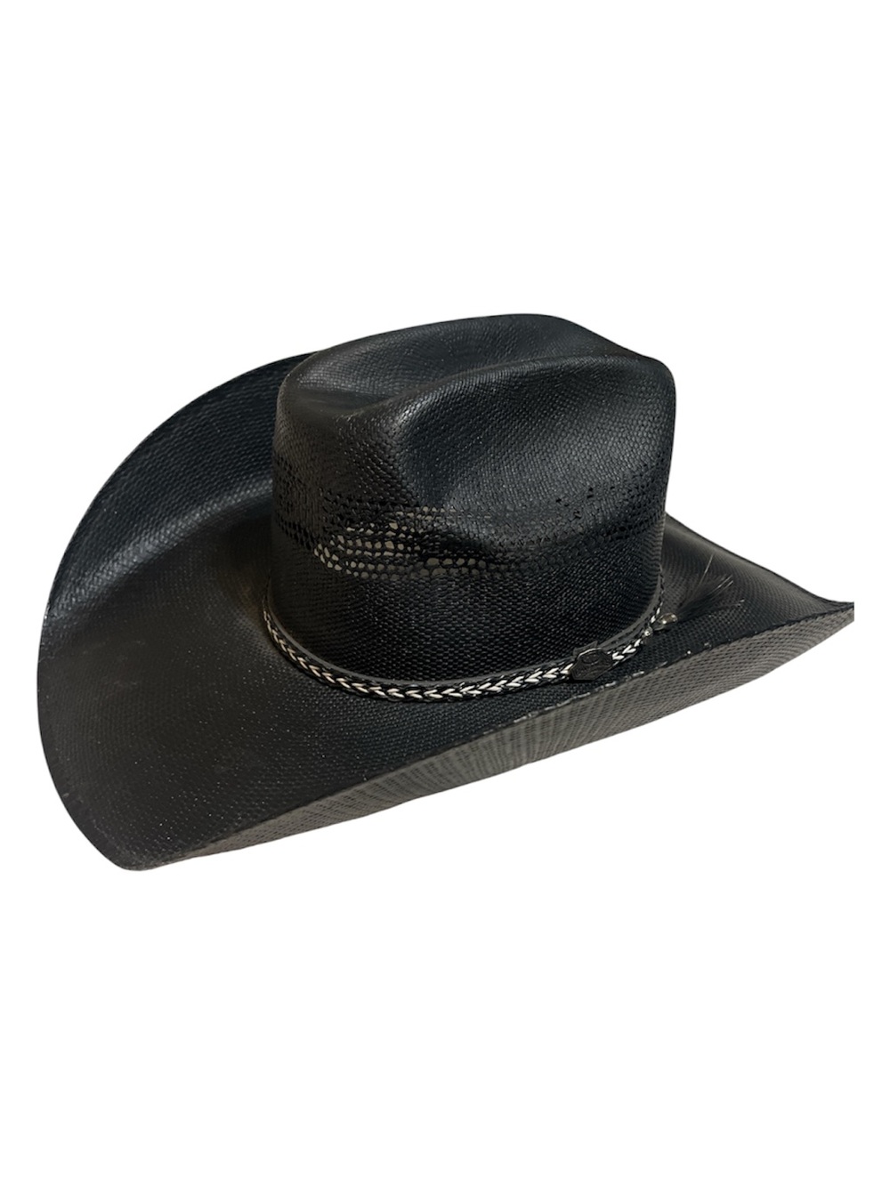 Cavender's Bangora Men's Straw Hat 7 1/8 Black Men's Ranch Collection Western